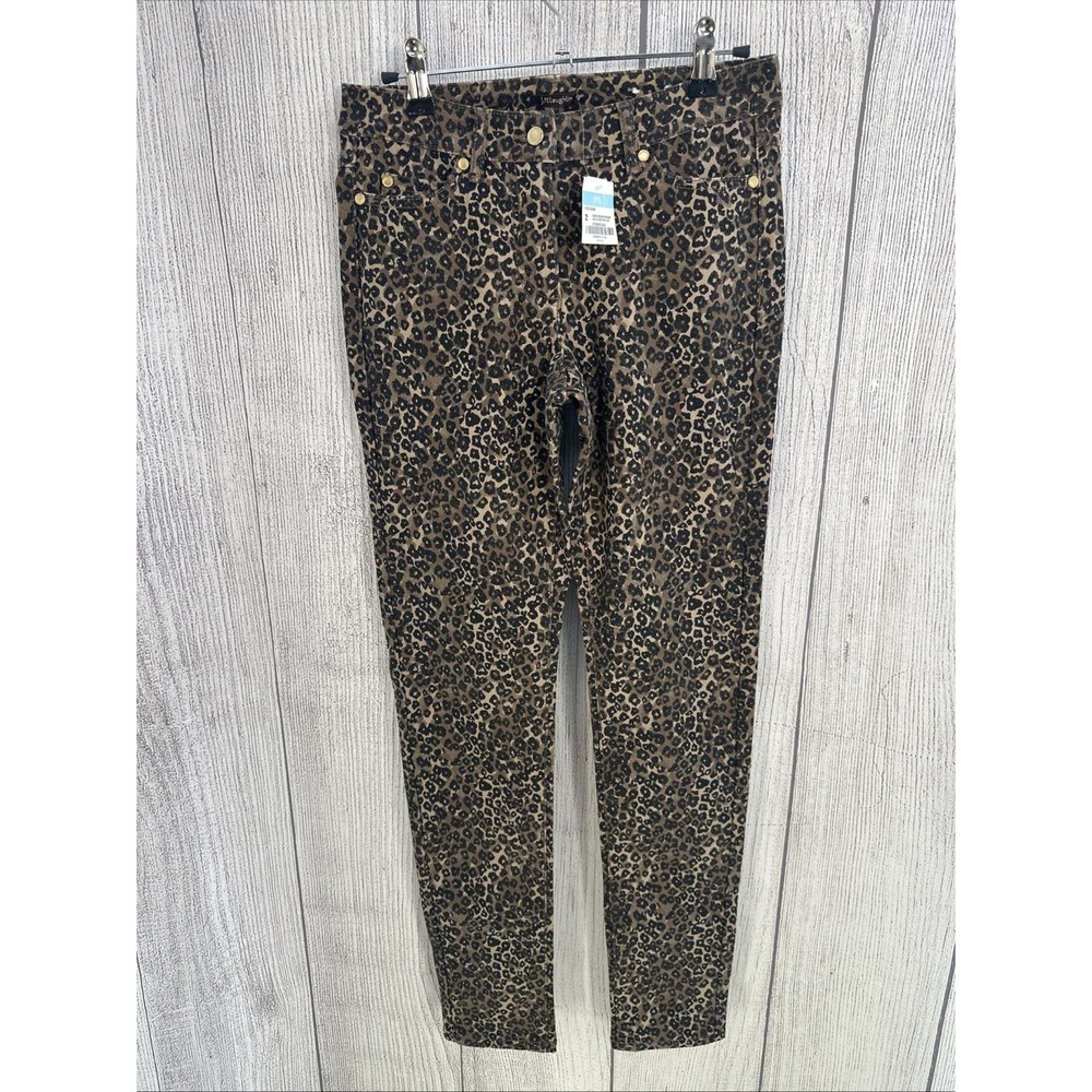 J. McLaughlin Lexi Jeans Women 2 Brown Leopard Cheetah Animal Print Skinny Pants